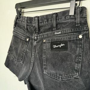Silver Wrangler label Black cut off denim shorts